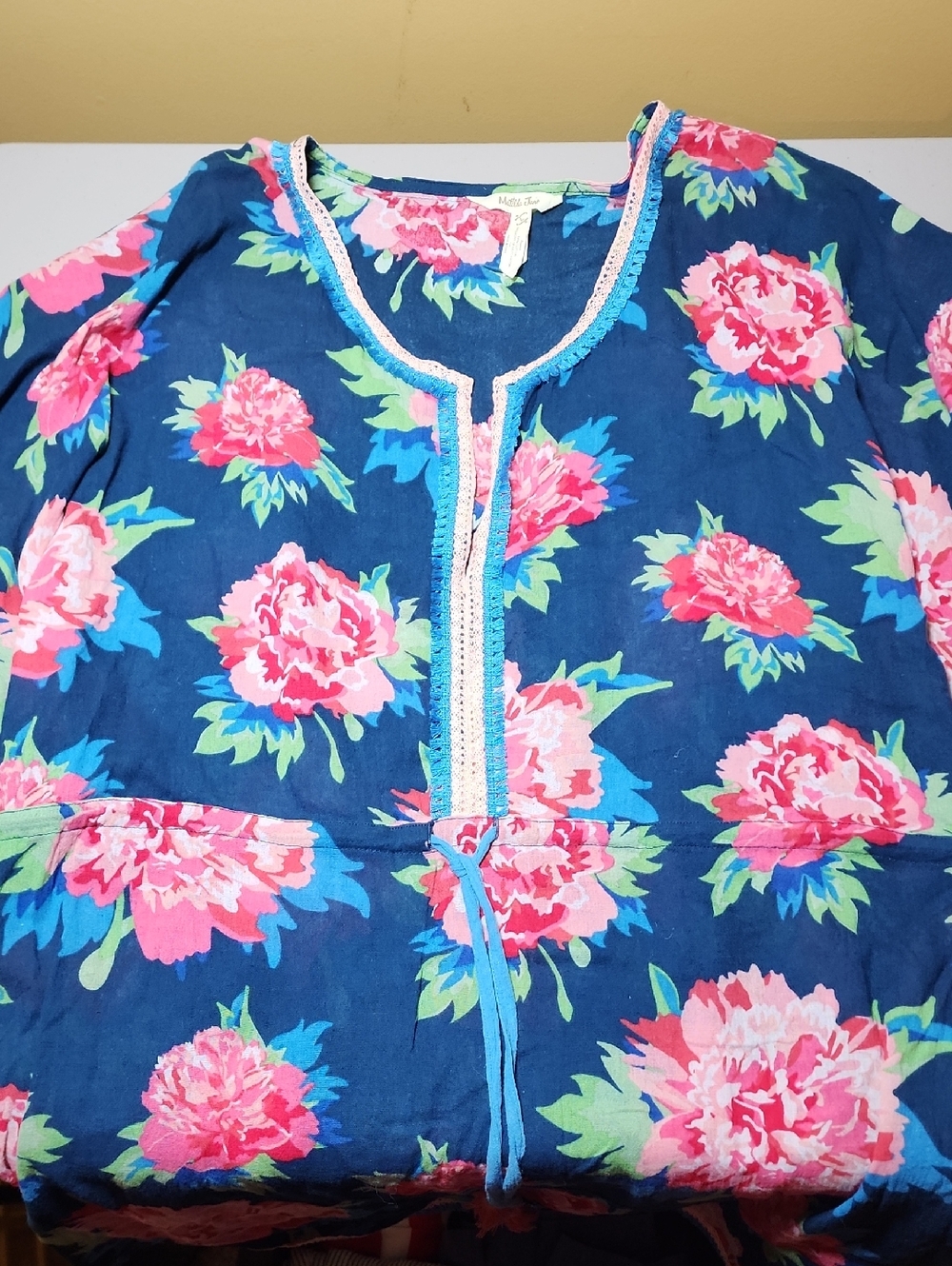 Matilda Jane Navy Floral Top with Pink & Blue Blooms
